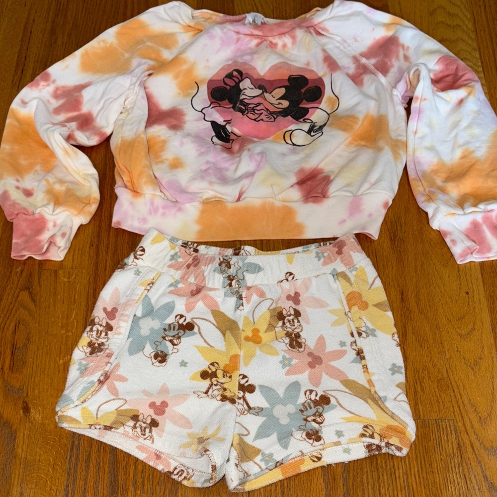 Disney Mickey Mouse Tie-Dye Sweatshirt and Shorts Set